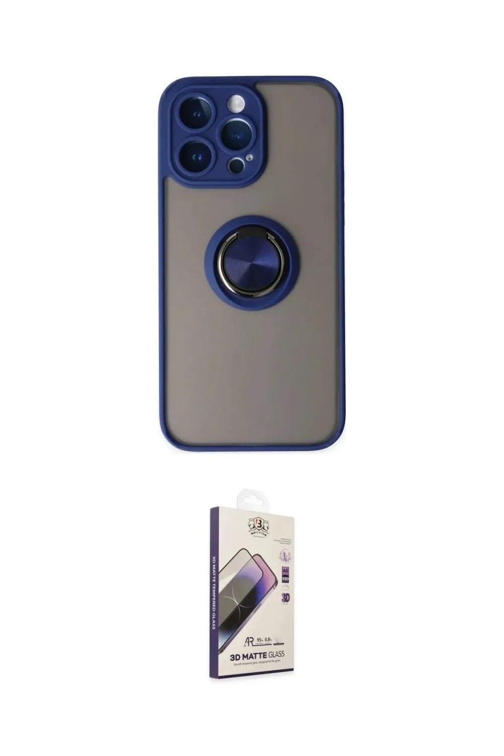 ieg™ iPhone 14 Pro Kılıf Yörünge Çizgi - Siyah Bilvis 3D Mat Cam Ekran Koruyucu