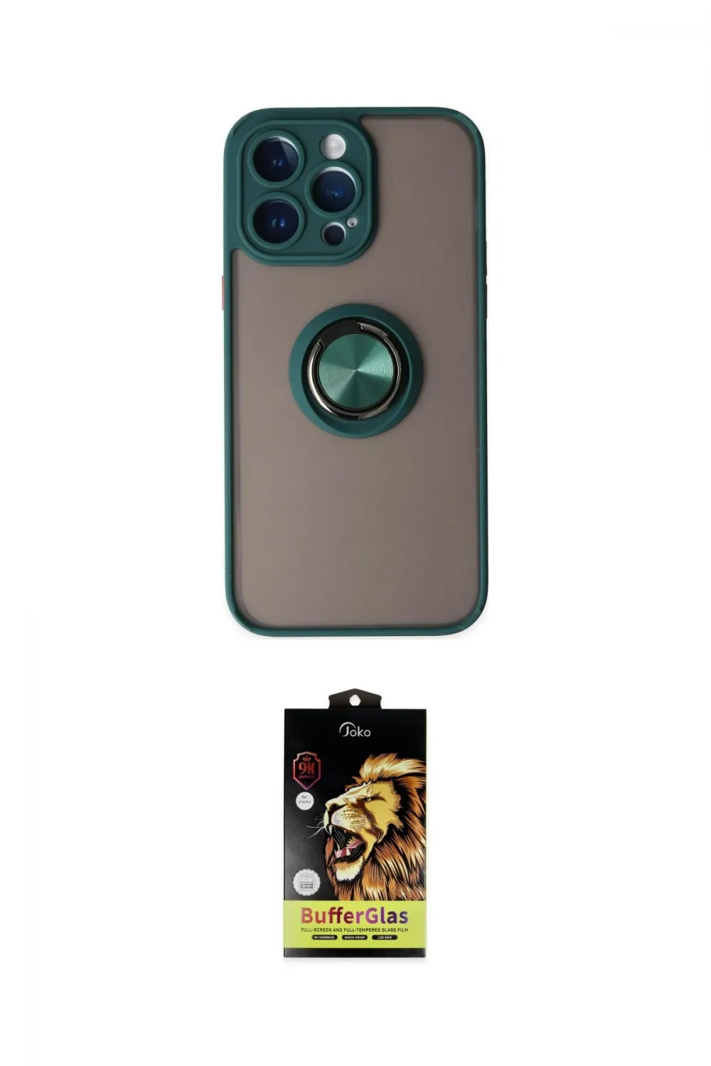 ieg™ iPhone 14 Pro Kılıf Yörünge Çizgi - Siyah Buffer Cam Ekran Koruyucu