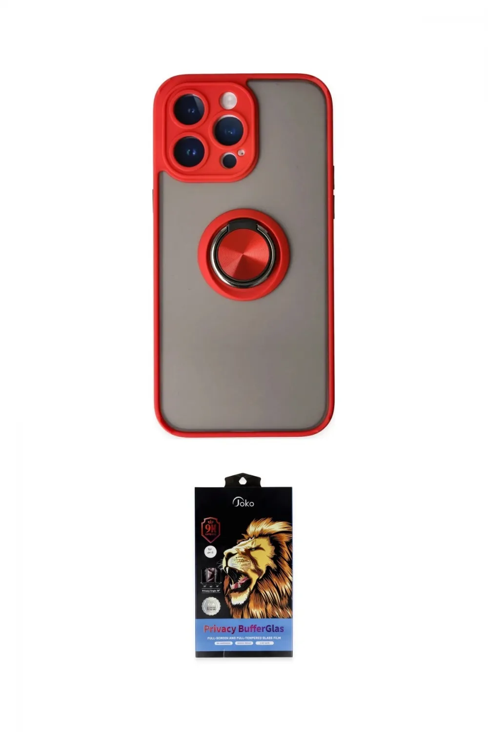 ieg™ iPhone 14 Pro Kılıf Yörünge Çizgi - Siyah Buffer Hayalet Cam Ekran Koruyucu