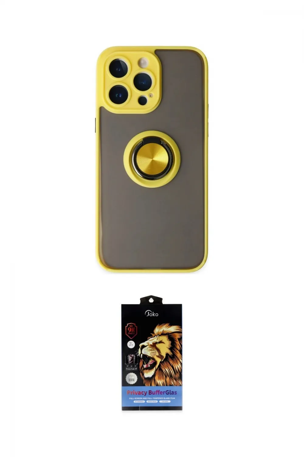 ieg™ iPhone 14 Pro Kılıf Yörünge Çizgi - Siyah Buffer Hayalet Cam Ekran Koruyucu