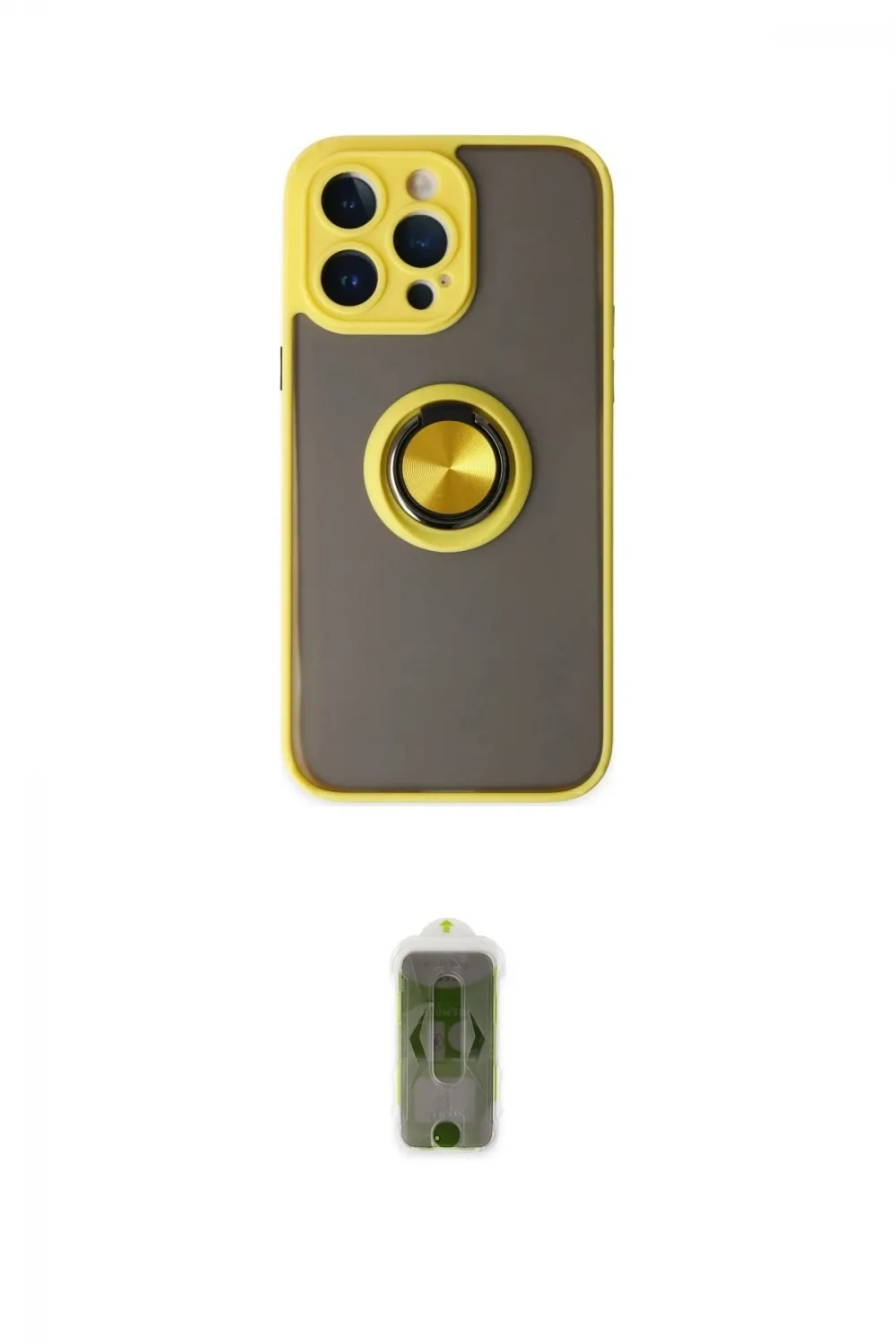 ieg™ iPhone 14 Pro Kılıf Yörünge Çizgi - Siyah Joko Magic 5D Hayalet Cam