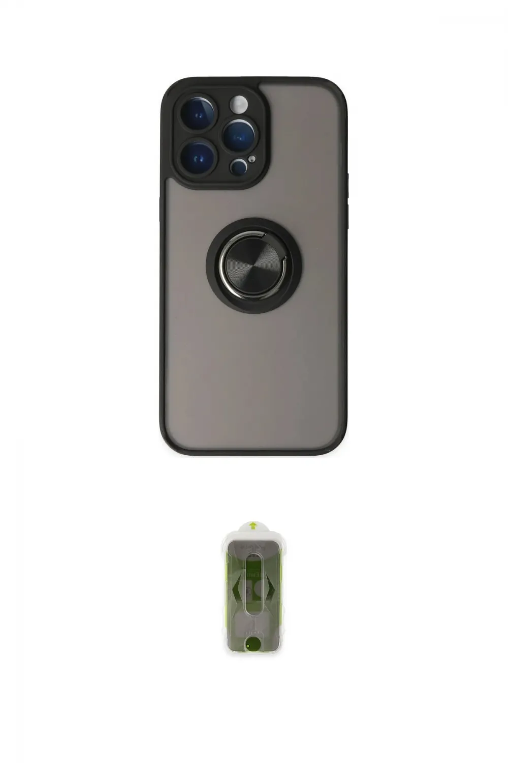 ieg™ iPhone 14 Pro Kılıf Yörünge Çizgi - Siyah Joko Magic 5D Hayalet Cam