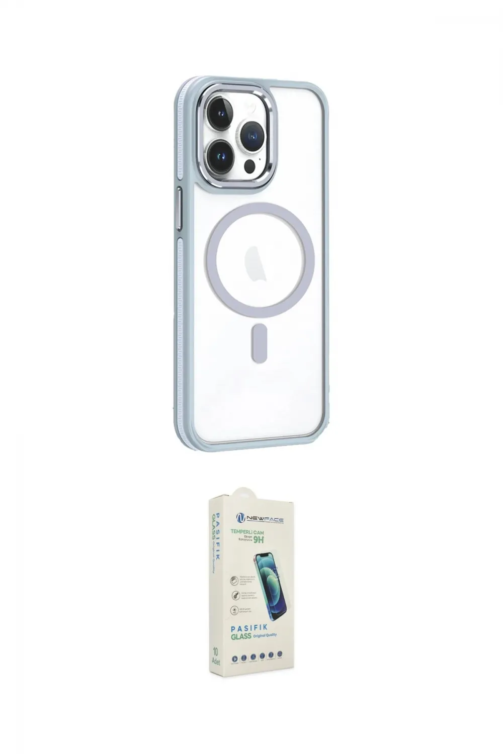 ieg™ iPhone 14 Pro Kılıf Yörünge Klasik - Şeffaf Pasifik Cam Ekran Koruyucu