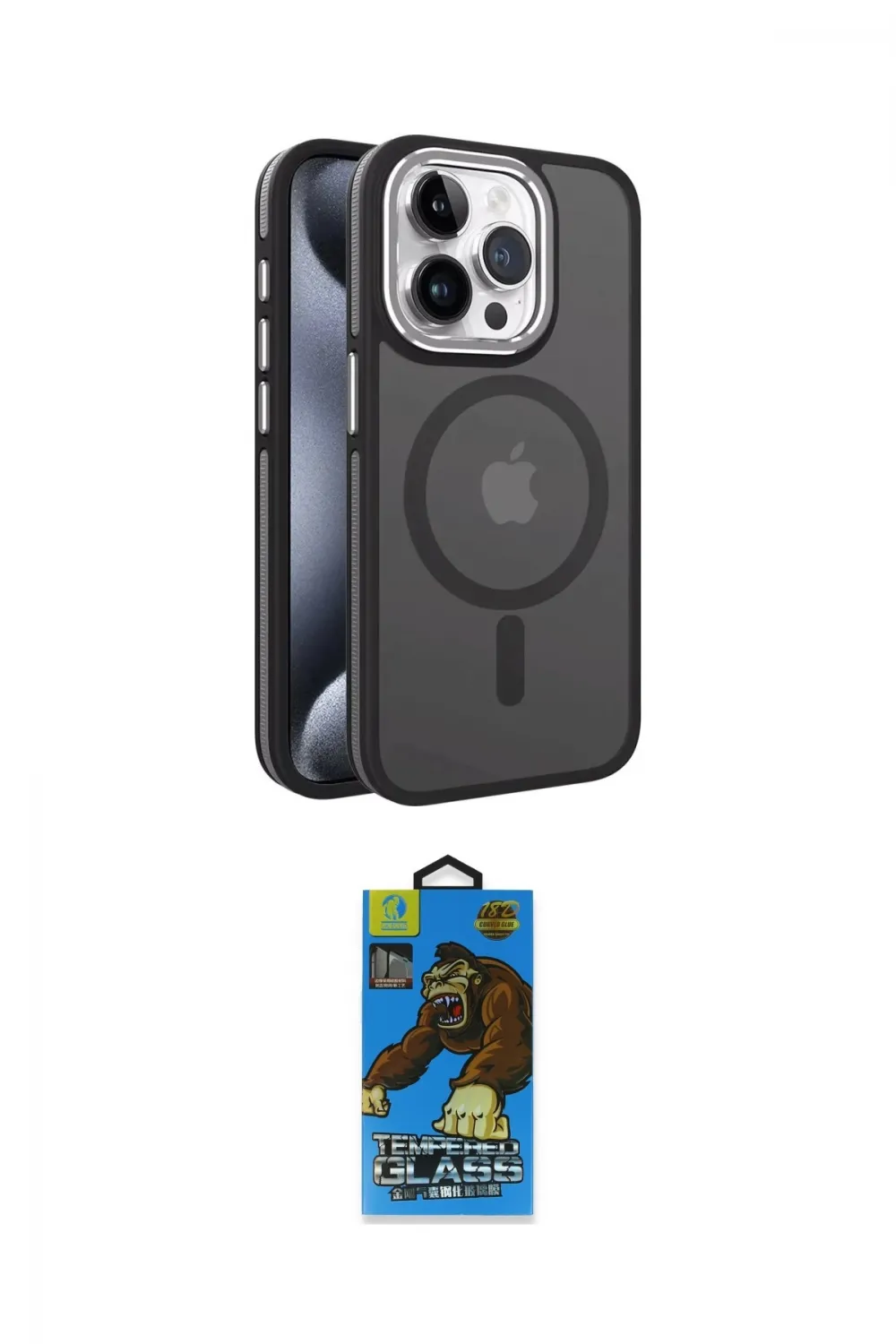 ieg™ iPhone 14 Pro Kılıf Yörünge Klasik - Siyah 18D Cam Ekran Koruyucu