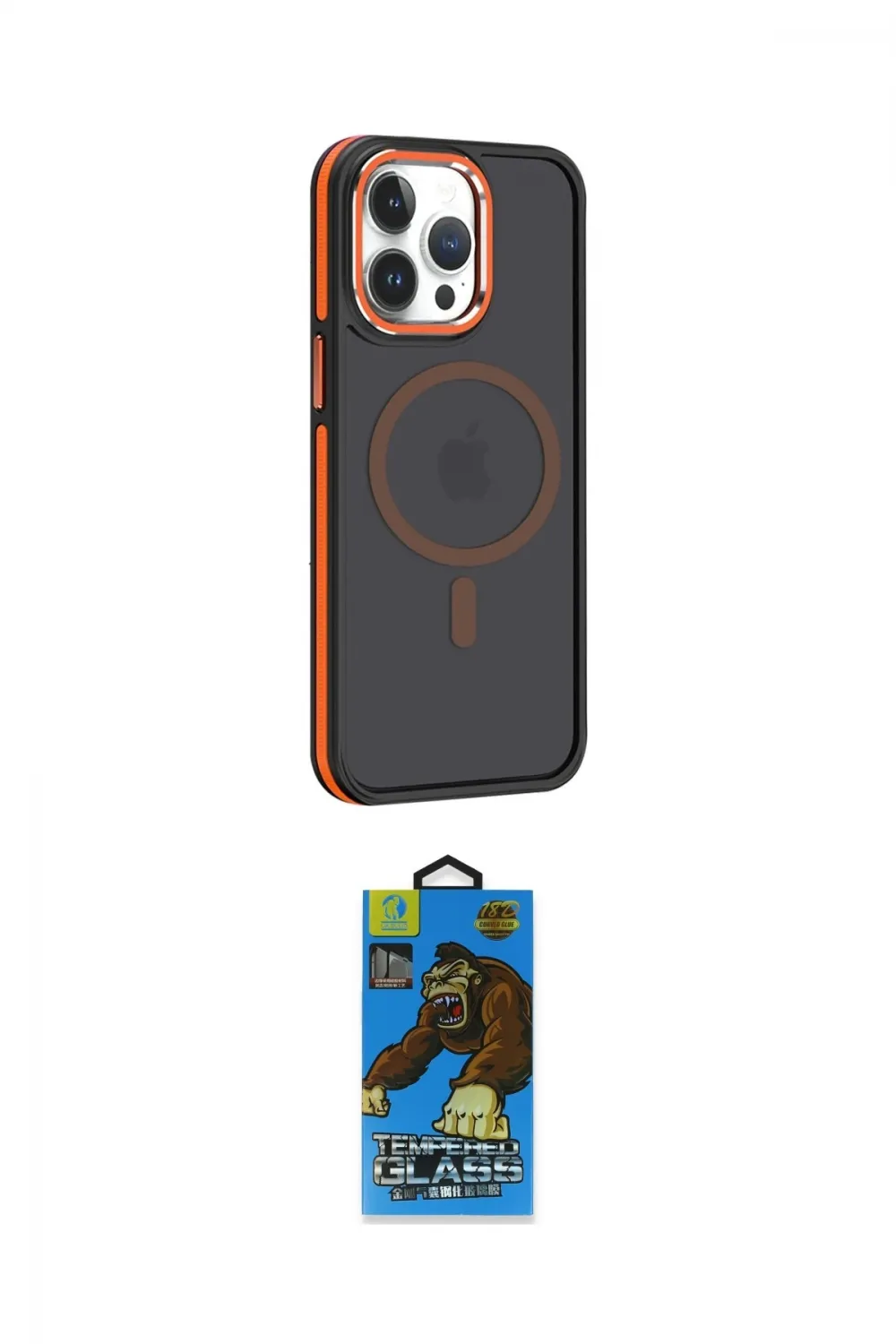ieg™ iPhone 14 Pro Kılıf Yörünge Klasik - Siyah 18D Cam Ekran Koruyucu