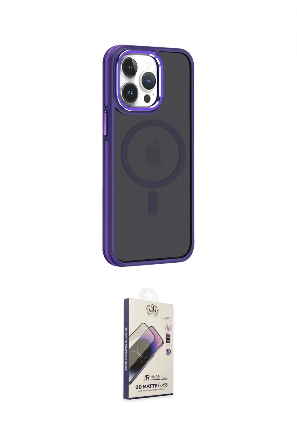 ieg™ iPhone 14 Pro Kılıf Yörünge Klasik - Siyah Bilvis 3D Mat Cam Ekran Koruyucu