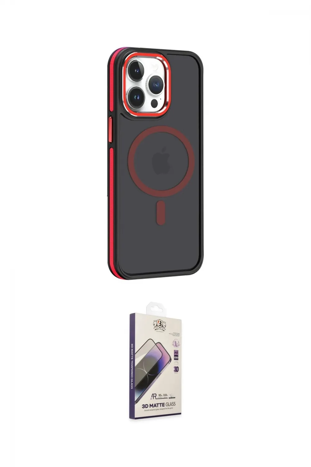 ieg™ iPhone 14 Pro Kılıf Yörünge Klasik - Siyah Bilvis 3D Mat Cam Ekran Koruyucu