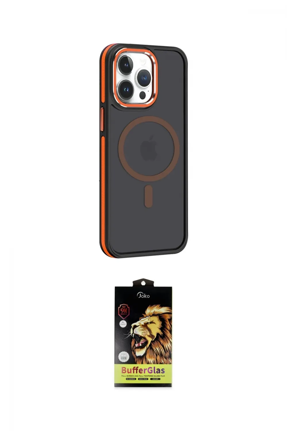 ieg™ iPhone 14 Pro Kılıf Yörünge Klasik - Siyah Buffer Cam Ekran Koruyucu