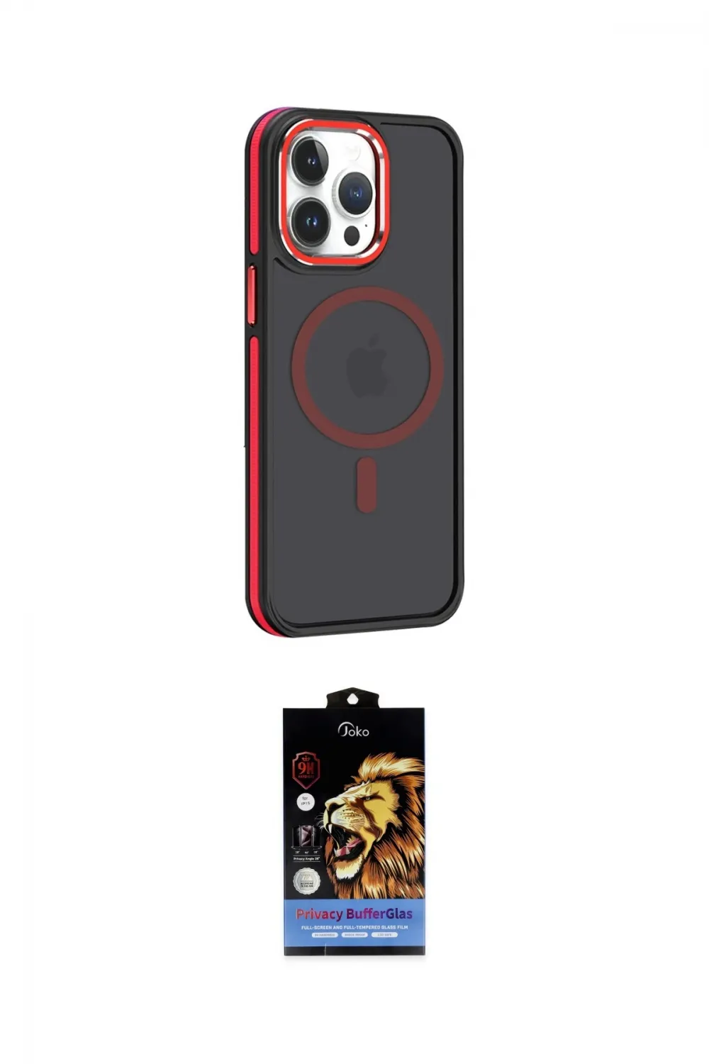 ieg™ iPhone 14 Pro Kılıf Yörünge Klasik - Siyah Buffer Hayalet Cam Ekran Koruyucu