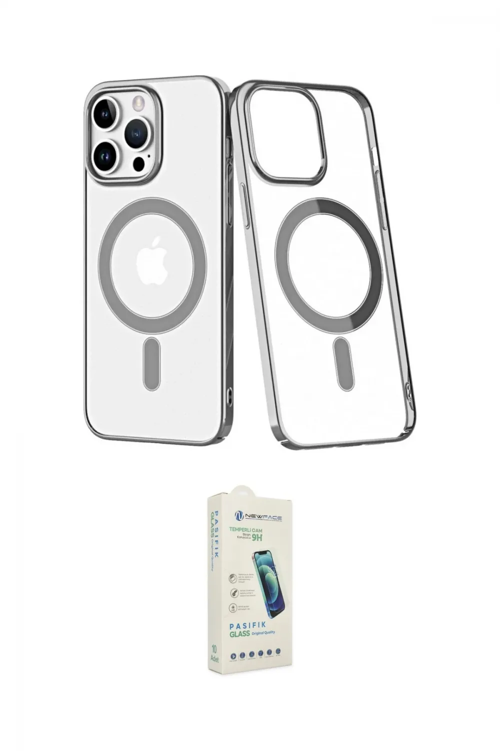 ieg™ iPhone 14 Pro Kılıf Yörünge Minimal - Şeffaf Pasifik Cam Ekran Koruyucu