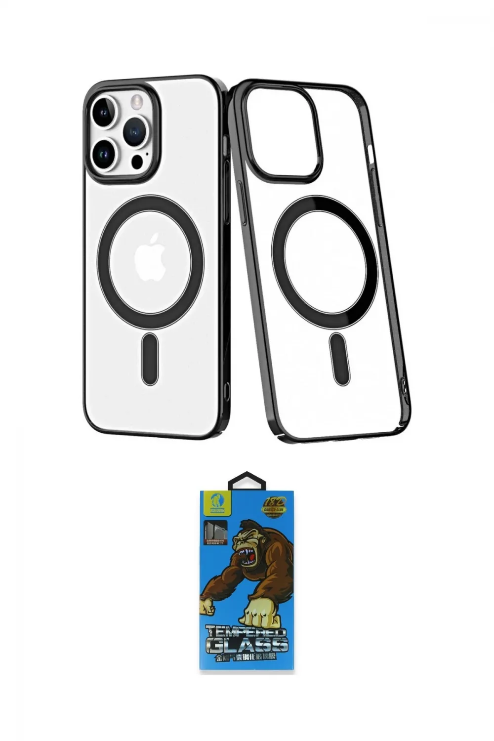 ieg™ iPhone 14 Pro Kılıf Yörünge Minimal - Siyah 18D Cam Ekran Koruyucu