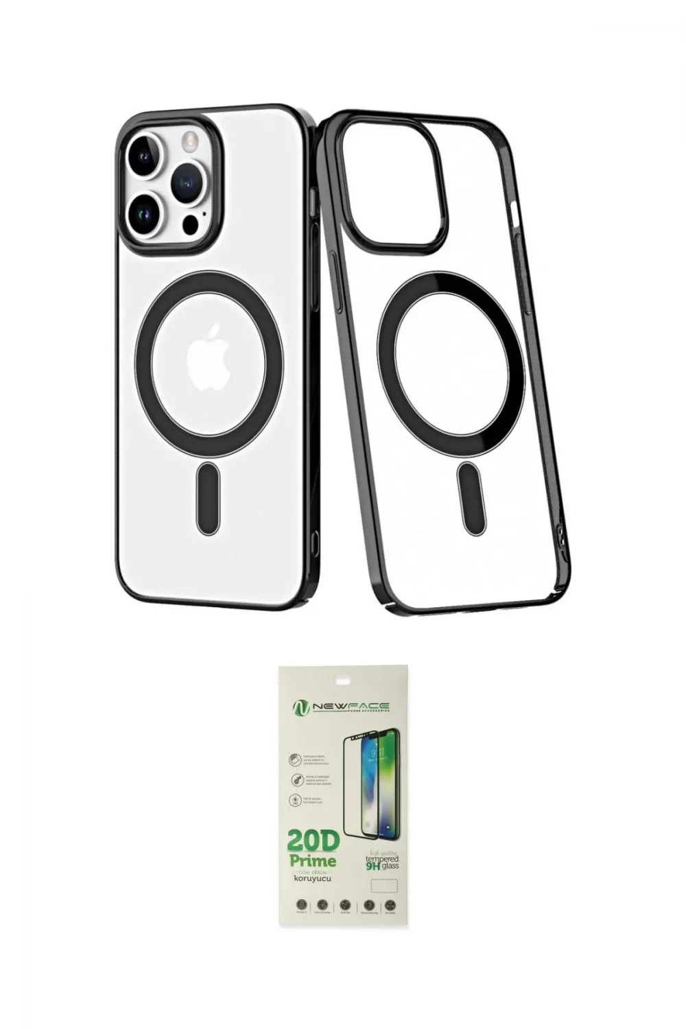ieg™ iPhone 14 Pro Kılıf Yörünge Minimal - Siyah 20D Premium Cam Ekran Koruyucu