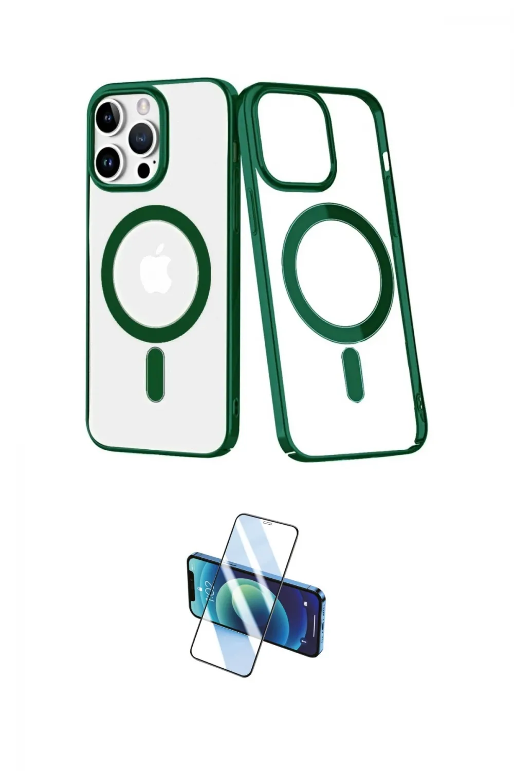 ieg™ iPhone 14 Pro Kılıf Yörünge Minimal - Siyah 3D Antistatik Cam Ekran Koruyucu