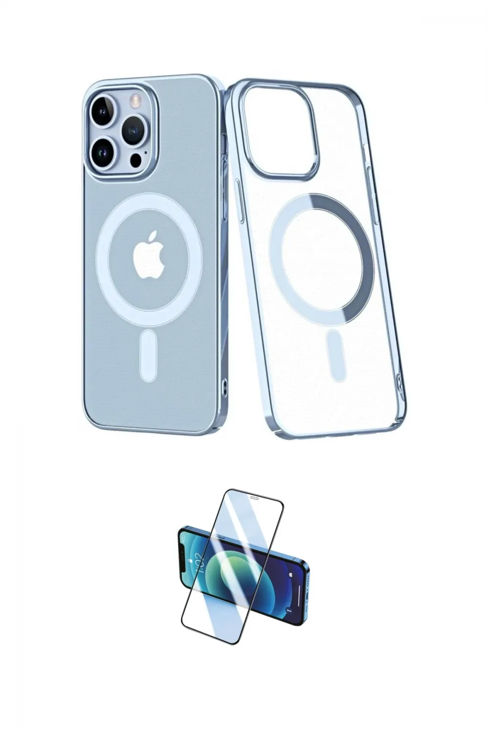 ieg™ iPhone 14 Pro Kılıf Yörünge Minimal - Siyah 3D Antistatik Cam Ekran Koruyucu