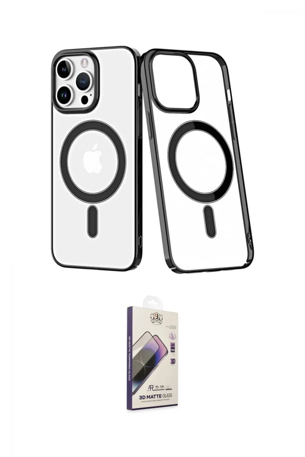 ieg™ iPhone 14 Pro Kılıf Yörünge Minimal - Siyah Bilvis 3D Mat Cam Ekran Koruyucu