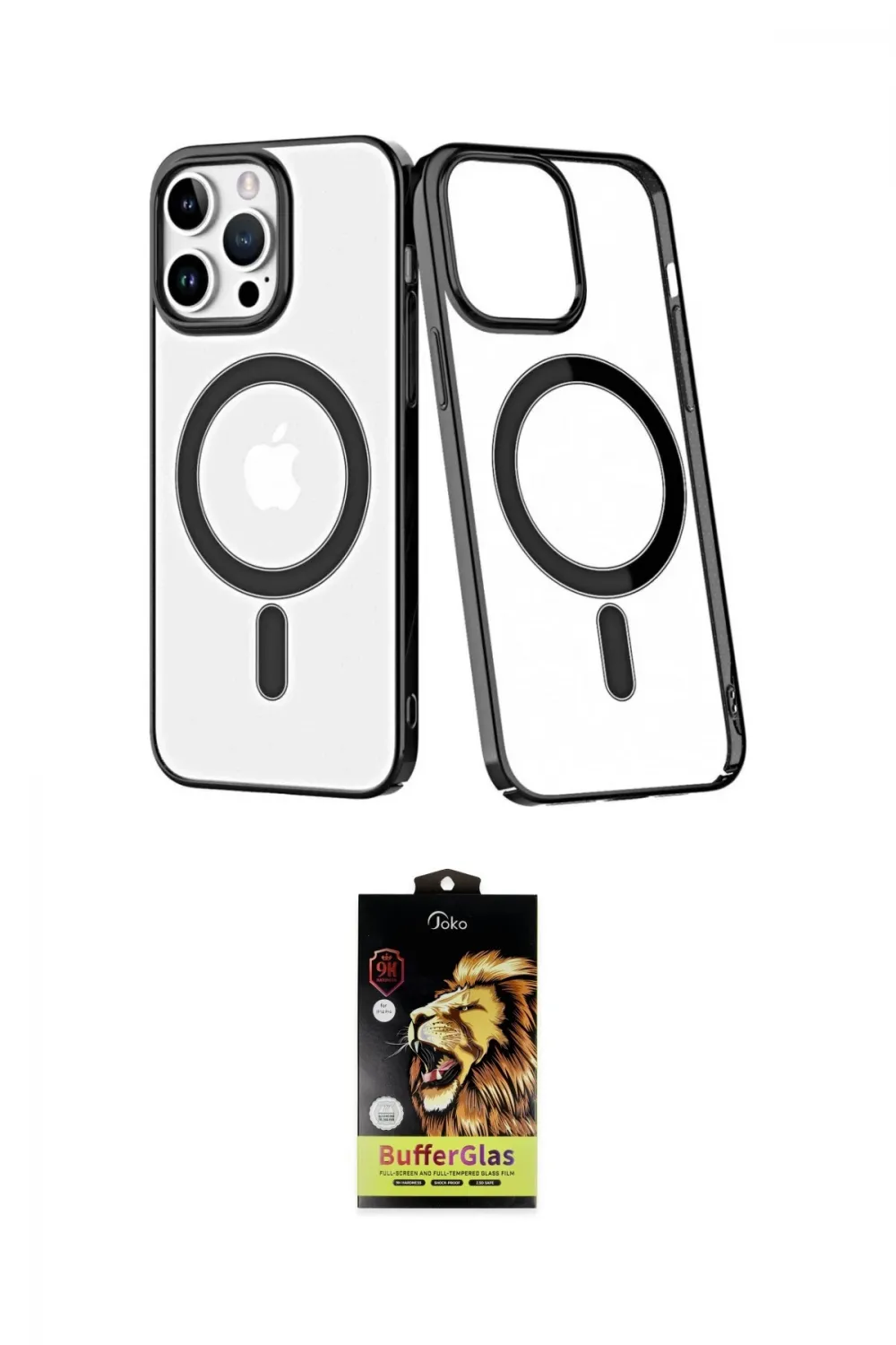 ieg™ iPhone 14 Pro Kılıf Yörünge Minimal - Siyah Buffer Cam Ekran Koruyucu