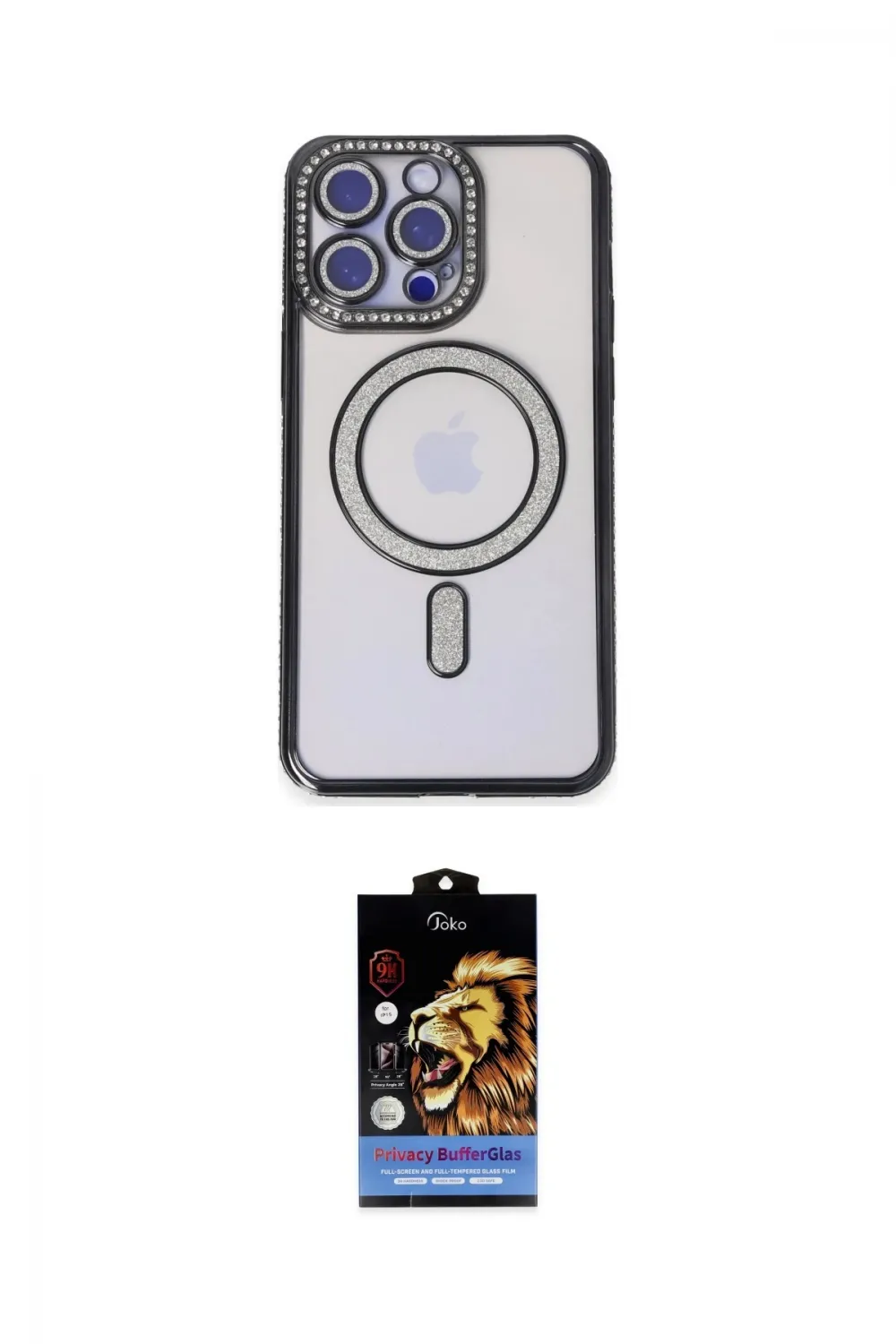 ieg™ iPhone 14 Pro Kılıf Zirve Doku Prime - Siyah Buffer Hayalet Cam Ekran Koruyucu
