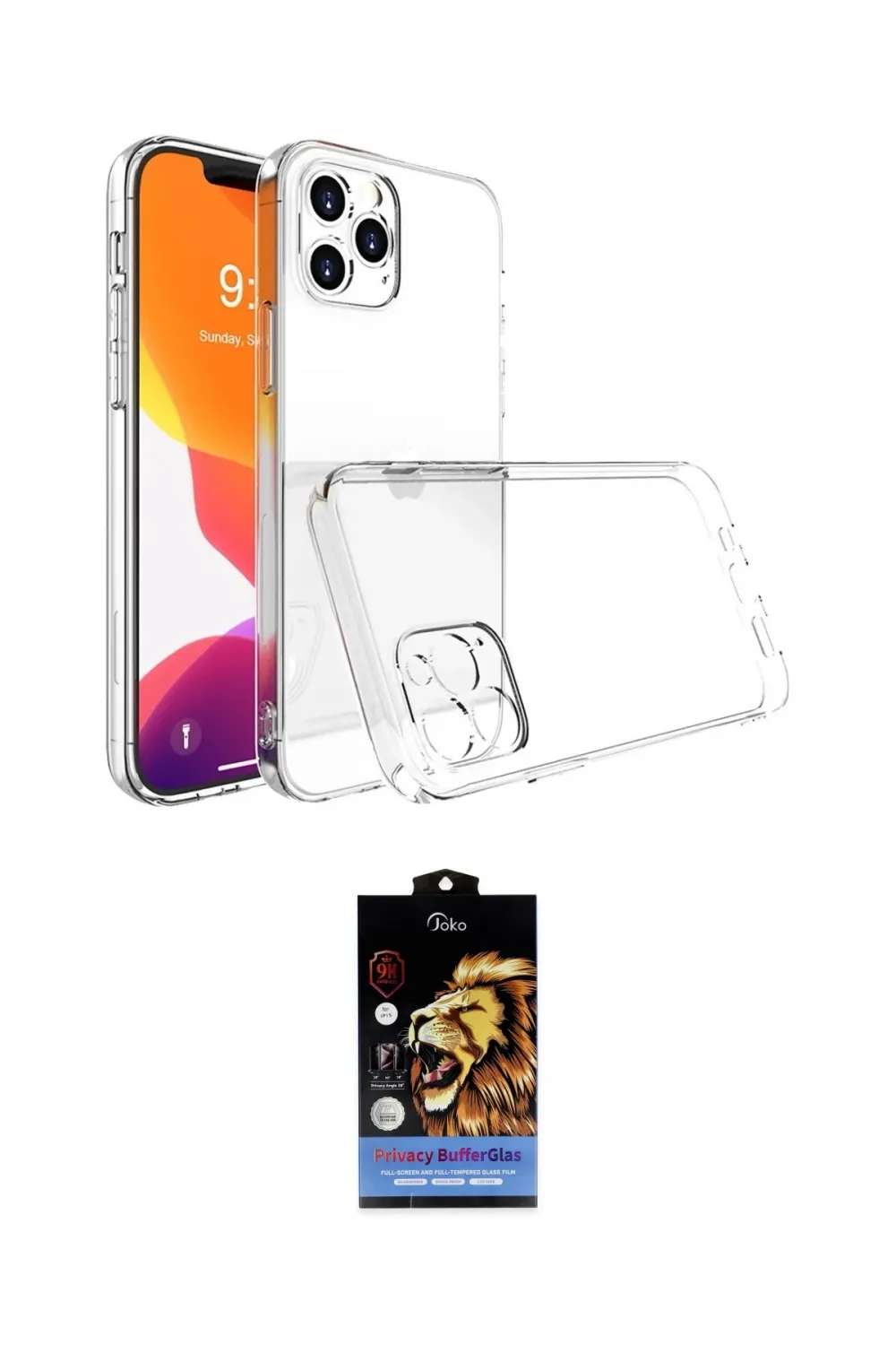ieg™ iPhone 14 Pro Kılıf Zirve Doku - Siyah Buffer Hayalet Cam Ekran Koruyucu