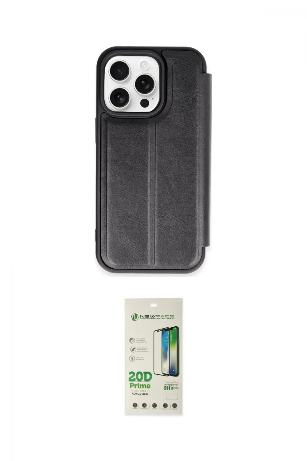 ieg™ iPhone 14 Pro Kılıf Zirve Yansıma Serisi - Siyah 20D Premium Cam Ekran Koruyucu