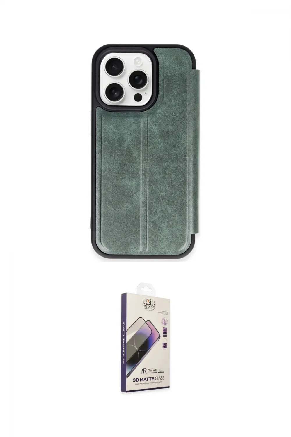 ieg™ iPhone 14 Pro Kılıf Zirve Yansıma Serisi - Siyah Bilvis 3D Mat Cam Ekran Koruyucu