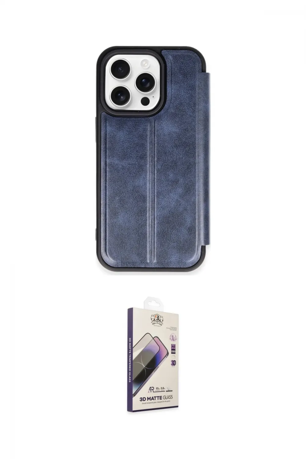 ieg™ iPhone 14 Pro Kılıf Zirve Yansıma Serisi - Siyah Bilvis 3D Mat Cam Ekran Koruyucu
