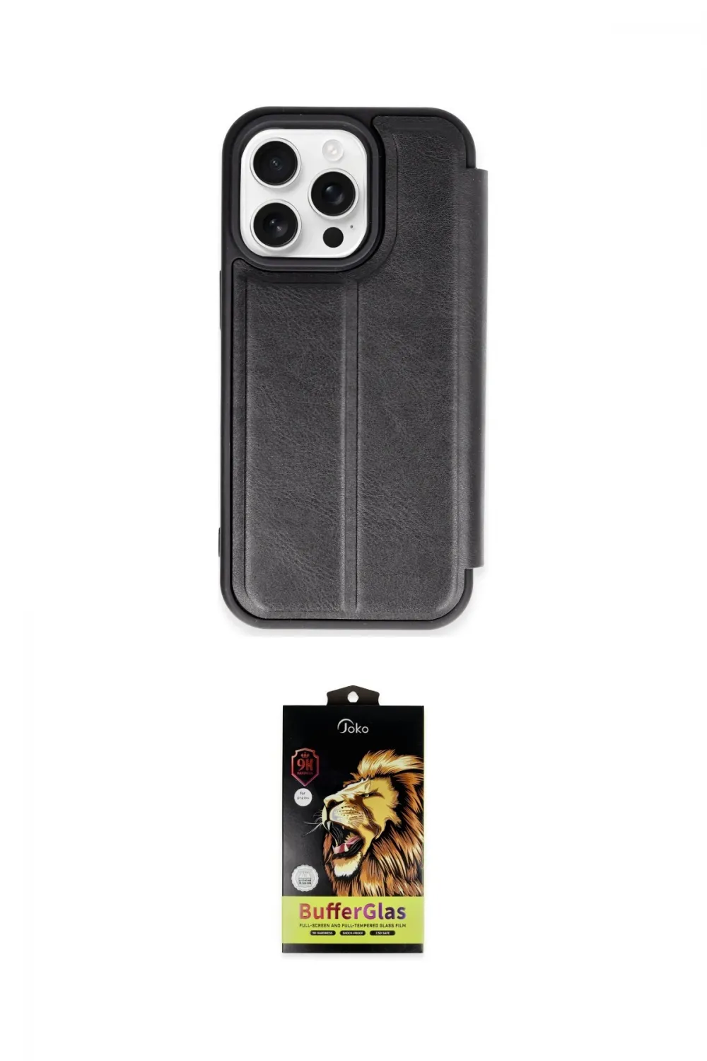 ieg™ iPhone 14 Pro Kılıf Zirve Yansıma Serisi - Siyah Buffer Cam Ekran Koruyucu
