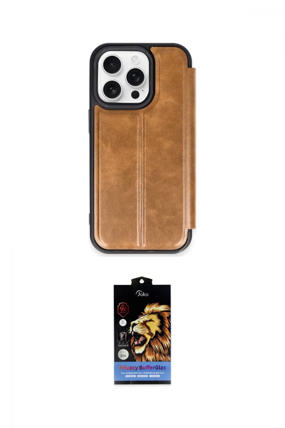 ieg™ iPhone 14 Pro Kılıf Zirve Yansıma Serisi - Siyah Buffer Hayalet Cam Ekran Koruyucu