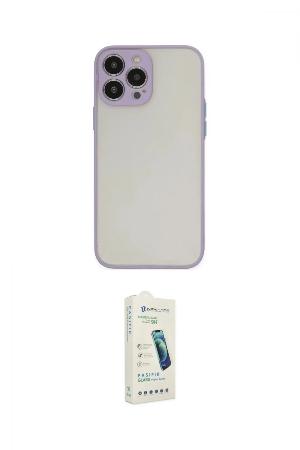 ieg™ iPhone 14 Pro Max Kılıf Ahenk Çizgi Serisi - Şeffaf Pasifik Cam Ekran Koruyucu