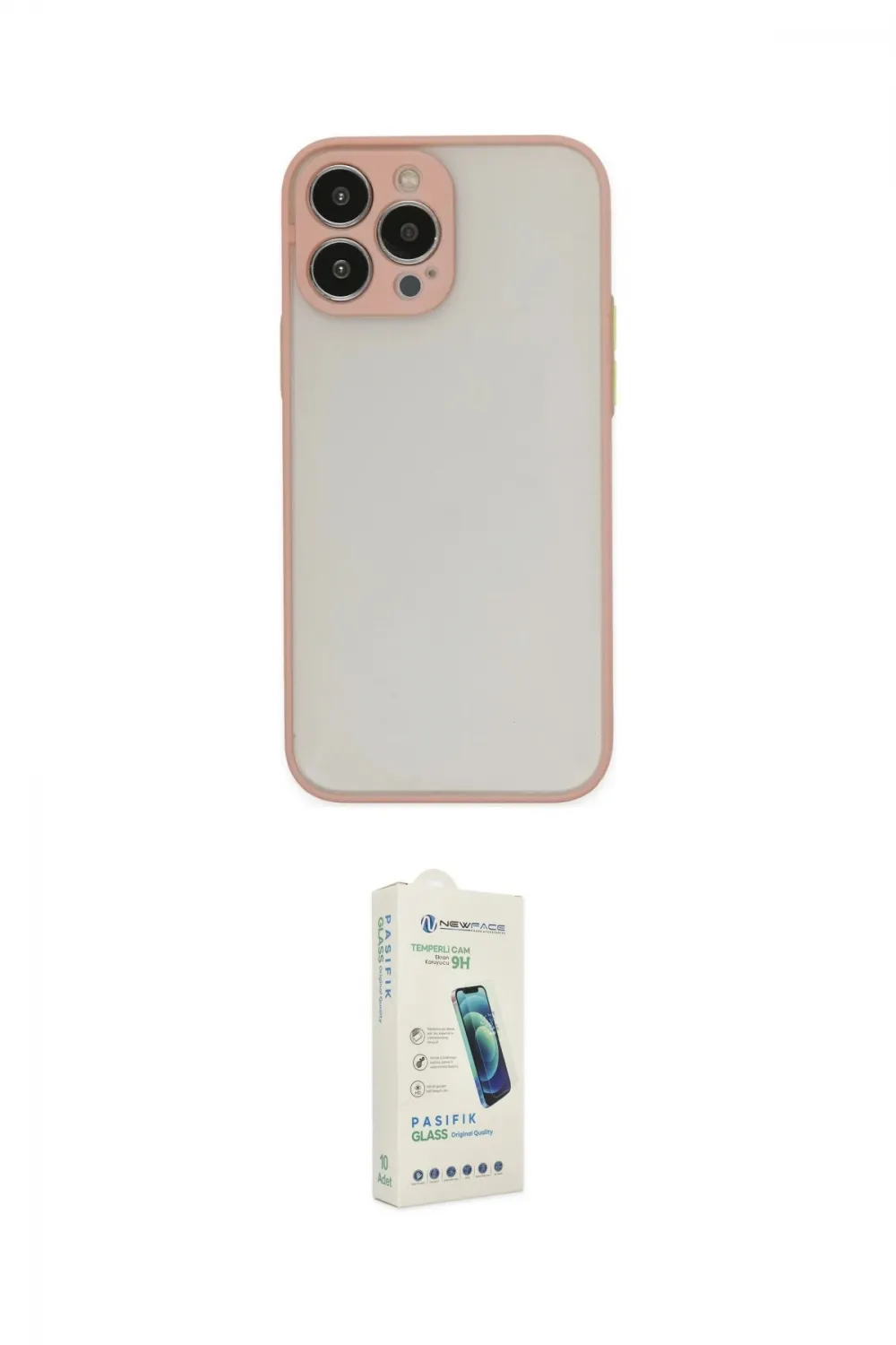ieg™ iPhone 14 Pro Max Kılıf Ahenk Çizgi Serisi - Şeffaf Pasifik Cam Ekran Koruyucu