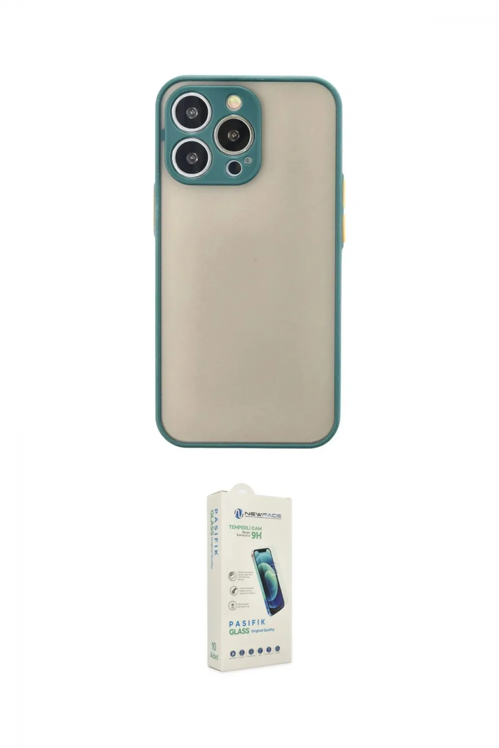 ieg™ iPhone 14 Pro Max Kılıf Ahenk Çizgi Serisi - Şeffaf Pasifik Cam Ekran Koruyucu