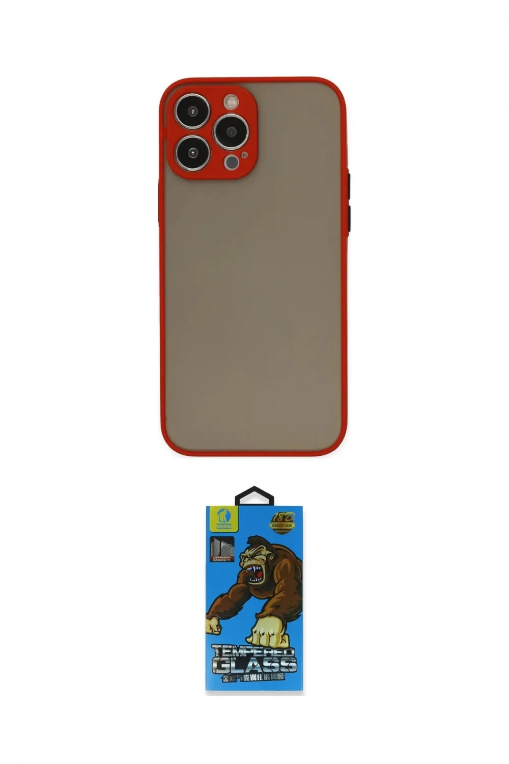 ieg™ iPhone 14 Pro Max Kılıf Ahenk Çizgi Serisi - Siyah 18D Cam Ekran Koruyucu