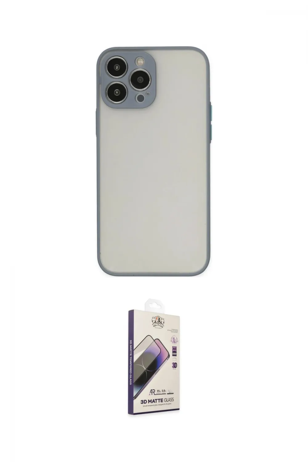 ieg™ iPhone 14 Pro Max Kılıf Ahenk Çizgi Serisi - Siyah Bilvis 3D Mat Cam Ekran Koruyucu