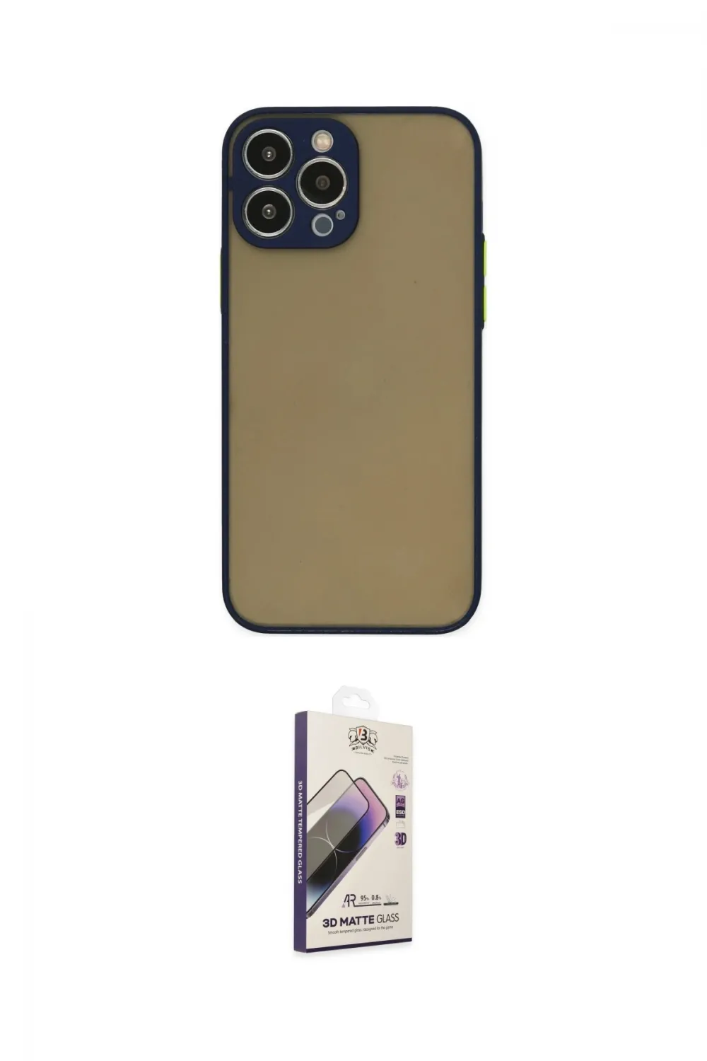 ieg™ iPhone 14 Pro Max Kılıf Ahenk Çizgi Serisi - Siyah Bilvis 3D Mat Cam Ekran Koruyucu