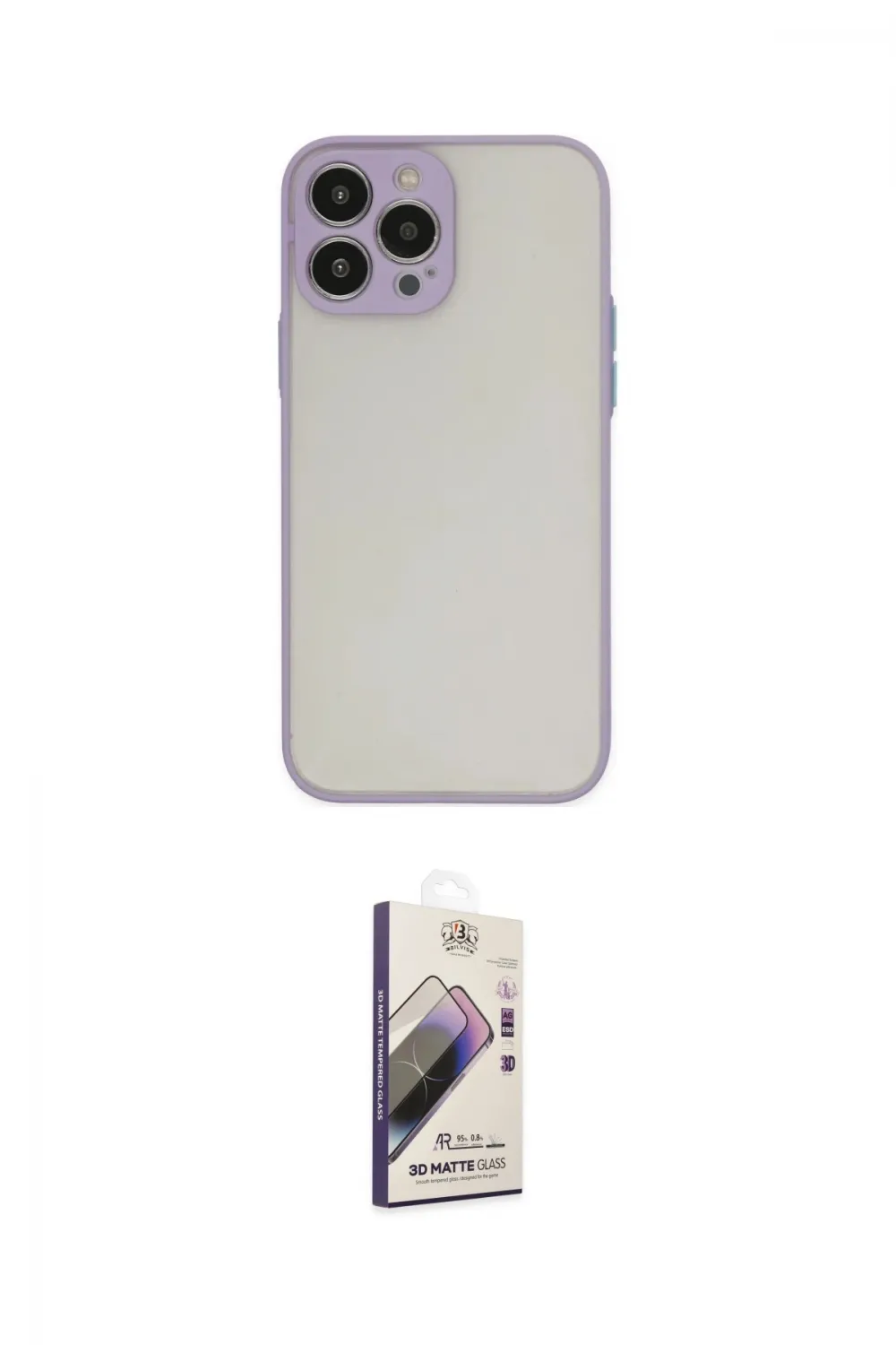 ieg™ iPhone 14 Pro Max Kılıf Ahenk Çizgi Serisi - Siyah Bilvis 3D Mat Cam Ekran Koruyucu
