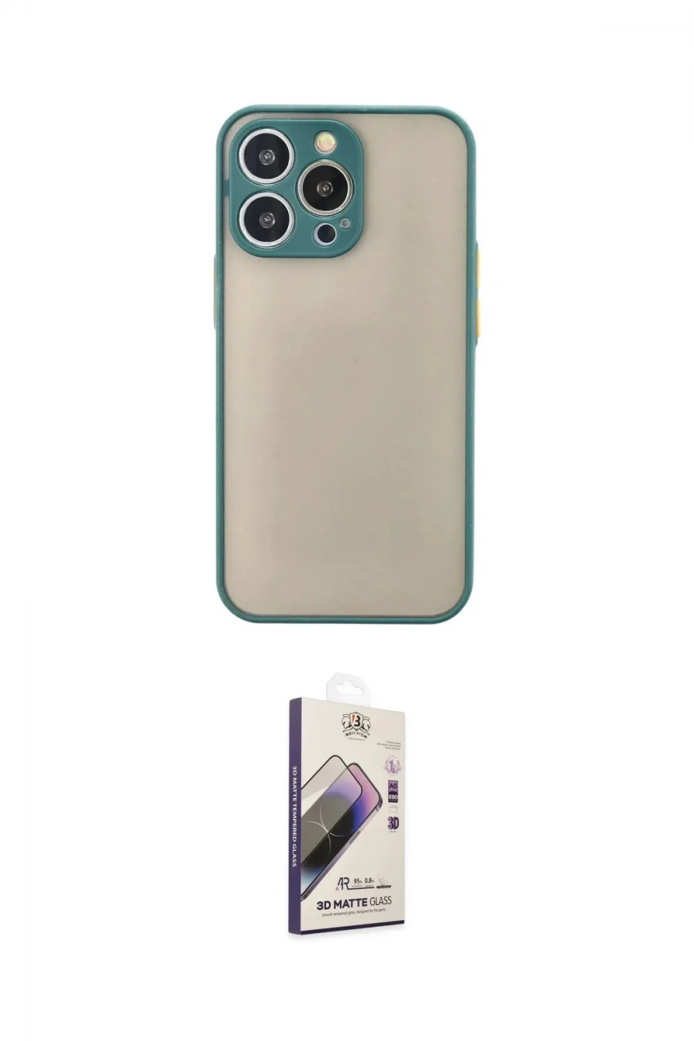 ieg™ iPhone 14 Pro Max Kılıf Ahenk Çizgi Serisi - Siyah Bilvis 3D Mat Cam Ekran Koruyucu