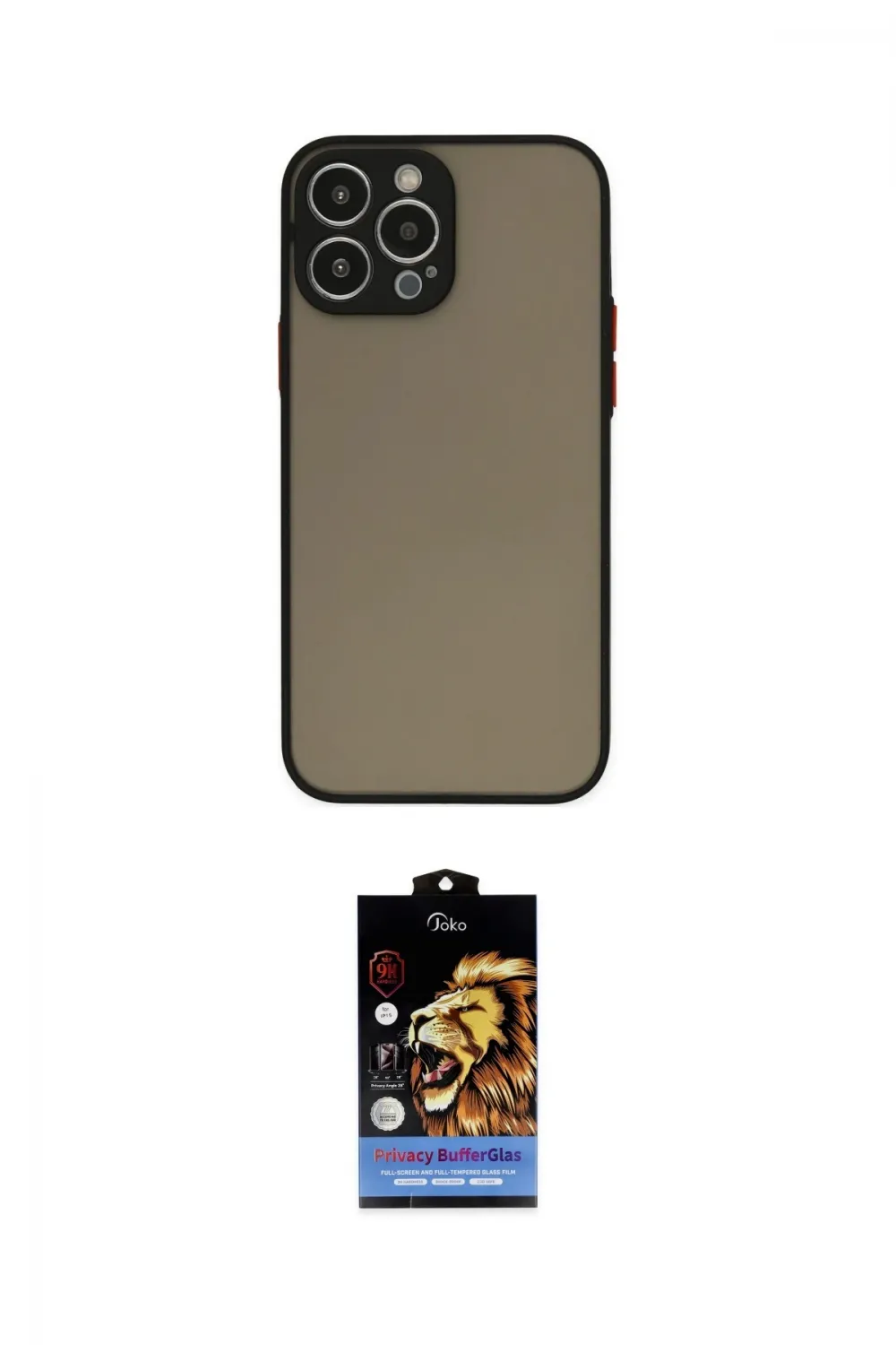 ieg™ iPhone 14 Pro Max Kılıf Ahenk Çizgi Serisi - Siyah Buffer Hayalet Cam Ekran Koruyucu