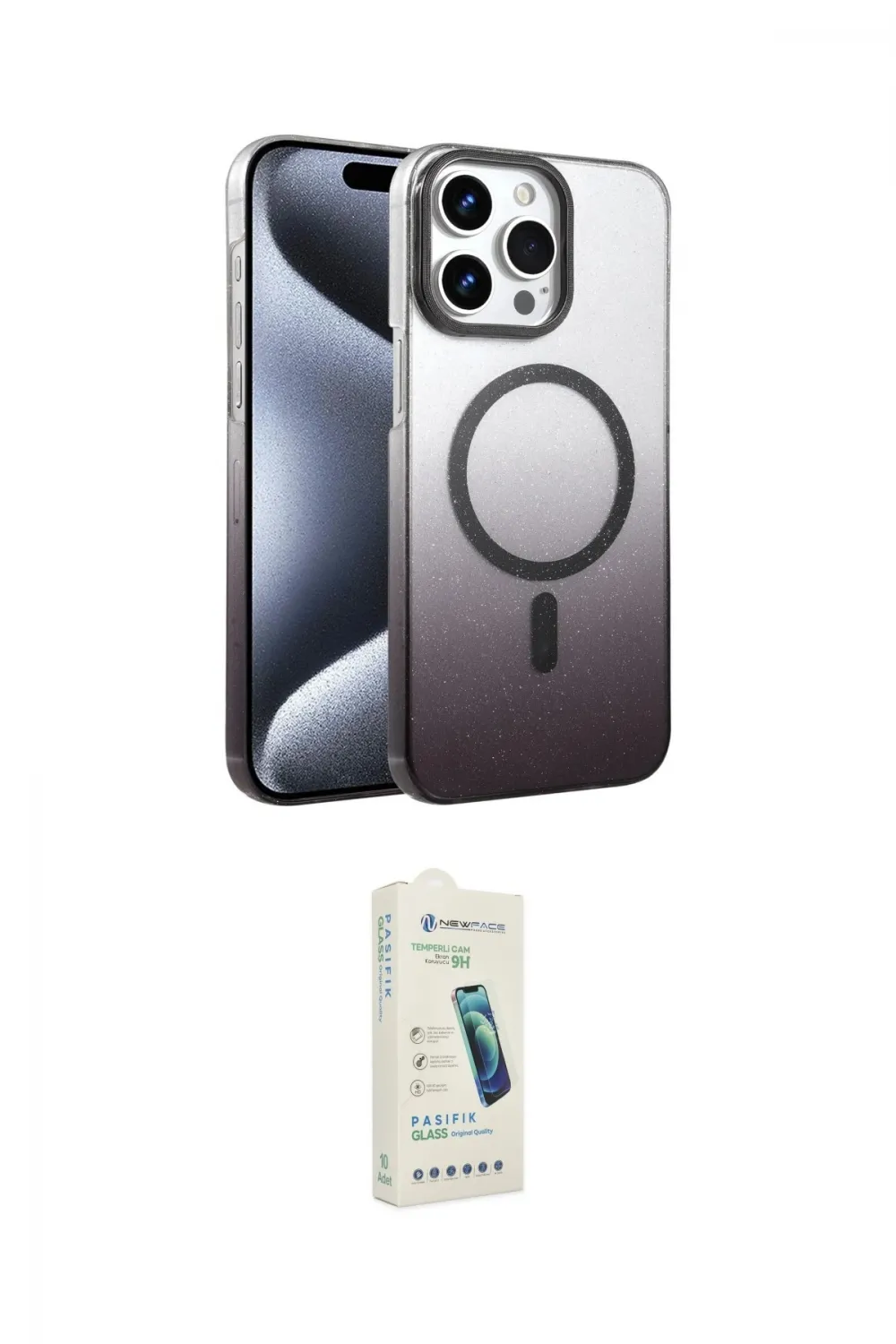 ieg™ iPhone 14 Pro Max Kılıf Ahenk Doku Özel Seri - Şeffaf Pasifik Cam Ekran Koruyucu