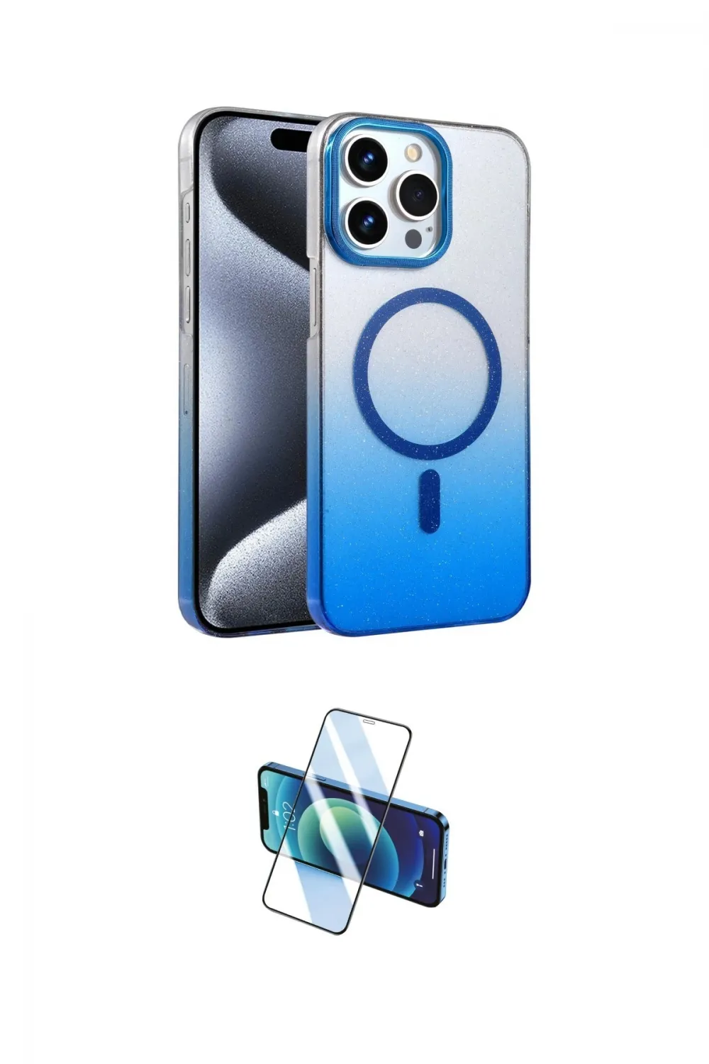 ieg™ iPhone 14 Pro Max Kılıf Ahenk Doku Özel Seri - Siyah 3D Antistatik Cam Ekran Koruyucu