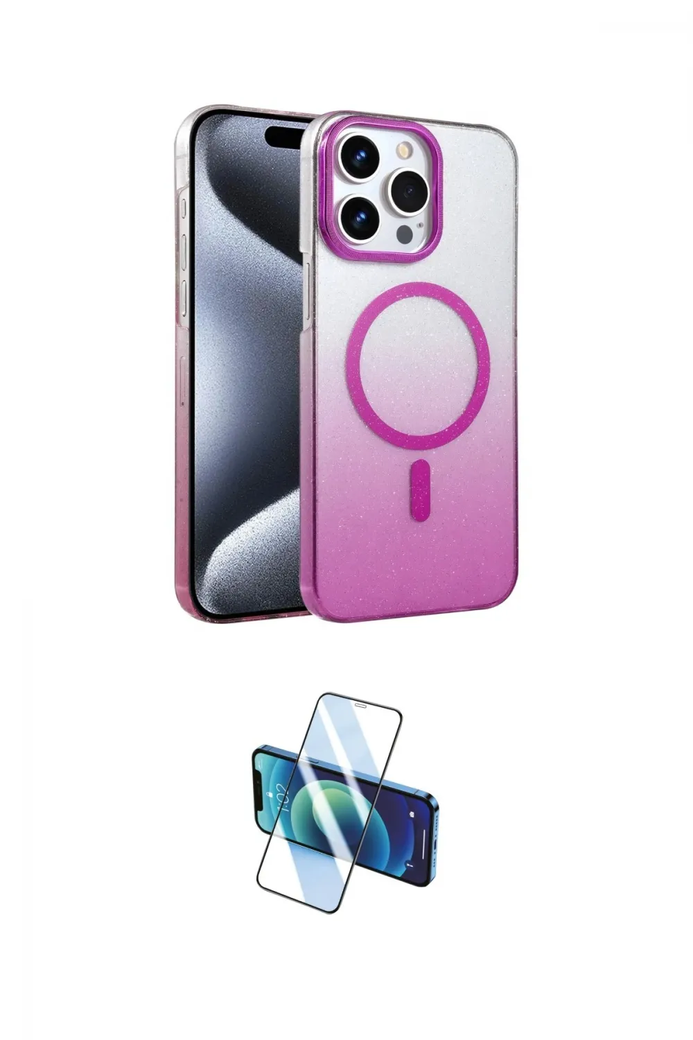 ieg™ iPhone 14 Pro Max Kılıf Ahenk Doku Özel Seri - Siyah 3D Antistatik Cam Ekran Koruyucu