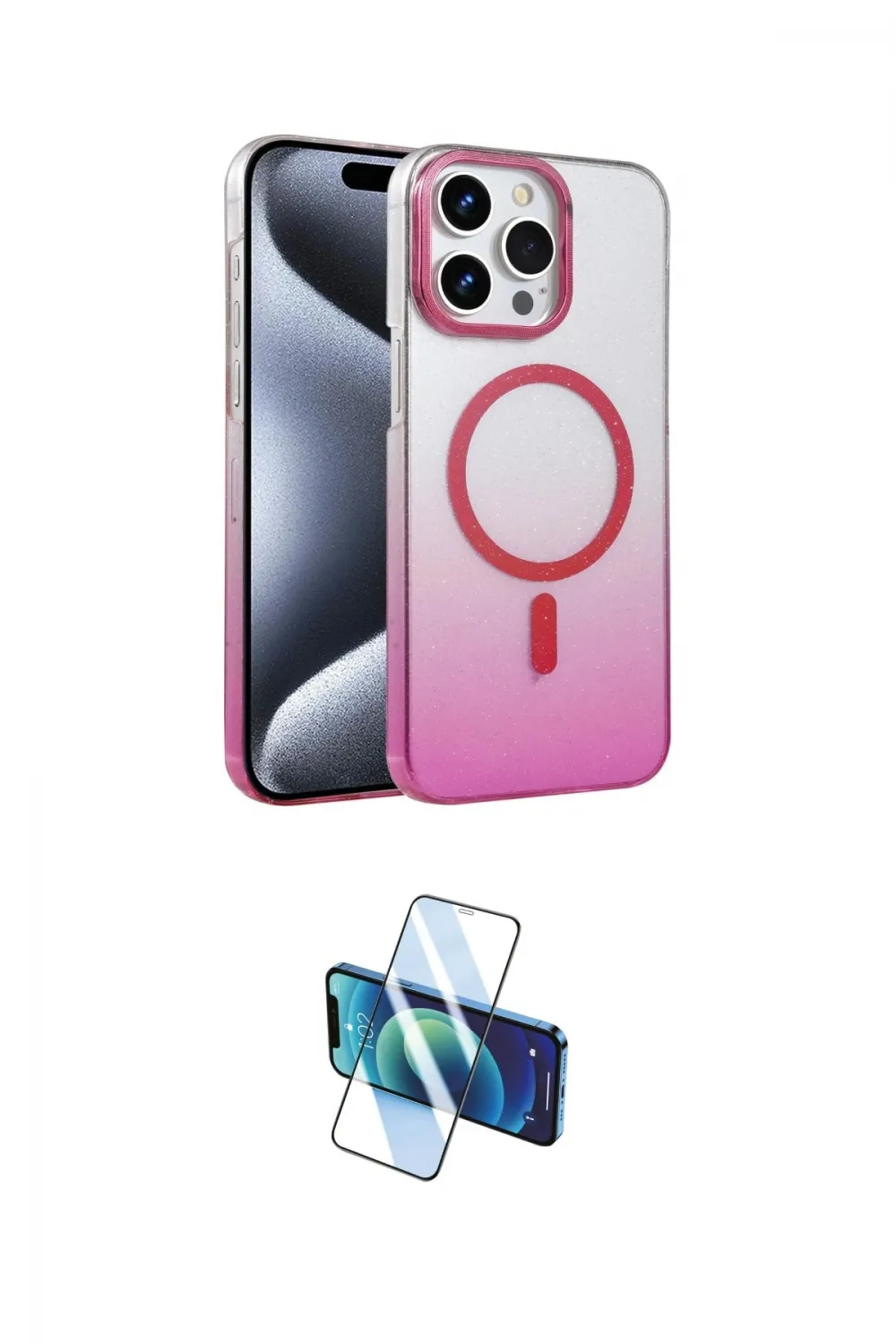 ieg™ iPhone 14 Pro Max Kılıf Ahenk Doku Özel Seri - Siyah 3D Antistatik Cam Ekran Koruyucu