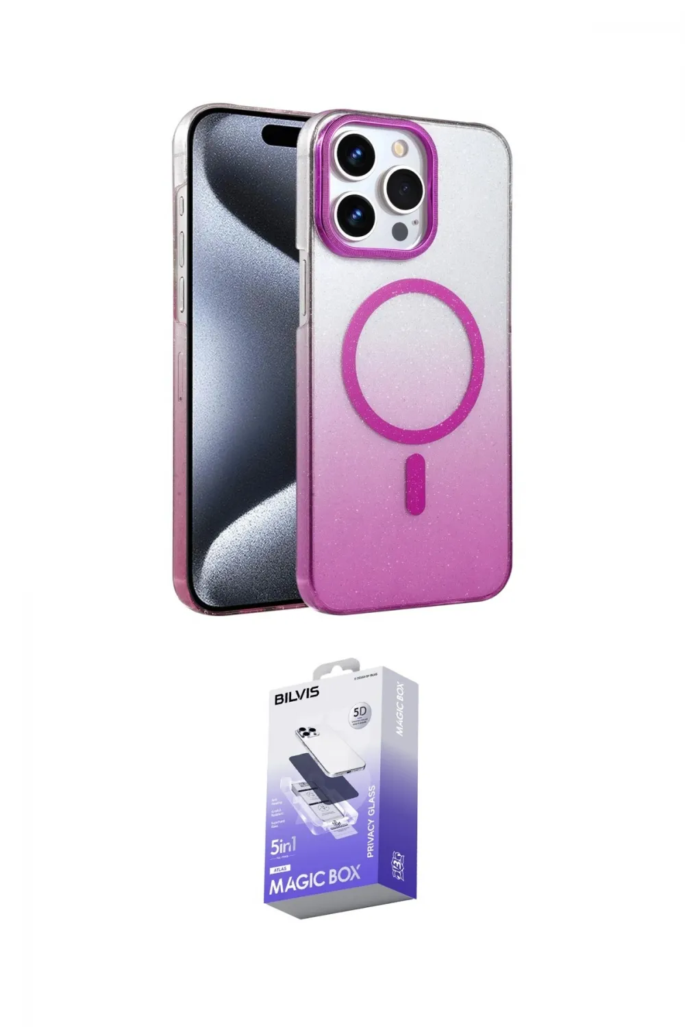 ieg™ iPhone 14 Pro Max Kılıf Ahenk Doku Özel Seri - Siyah Bilvis 5in1 5D Magic Hayalet Cam Ekran Koruyucu