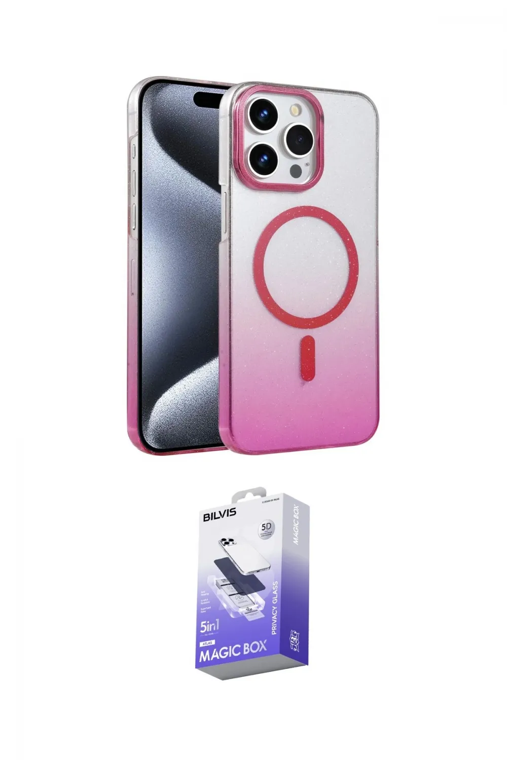ieg™ iPhone 14 Pro Max Kılıf Ahenk Doku Özel Seri - Siyah Bilvis 5in1 5D Magic Hayalet Cam Ekran Koruyucu