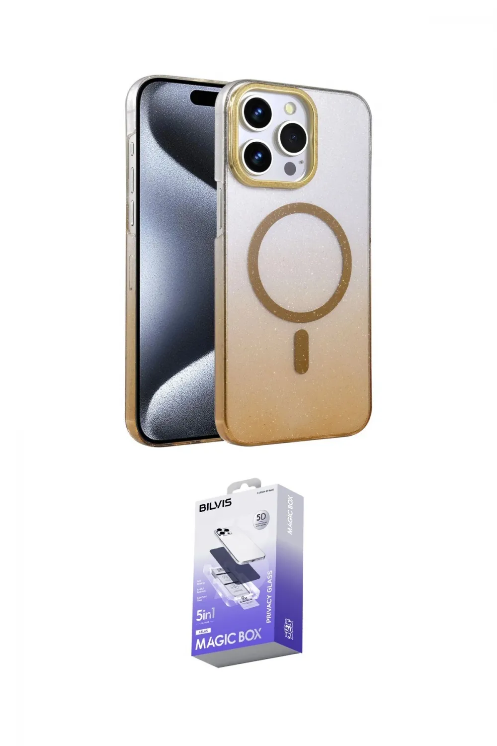 ieg™ iPhone 14 Pro Max Kılıf Ahenk Doku Özel Seri - Siyah Bilvis 5in1 5D Magic Hayalet Cam Ekran Koruyucu