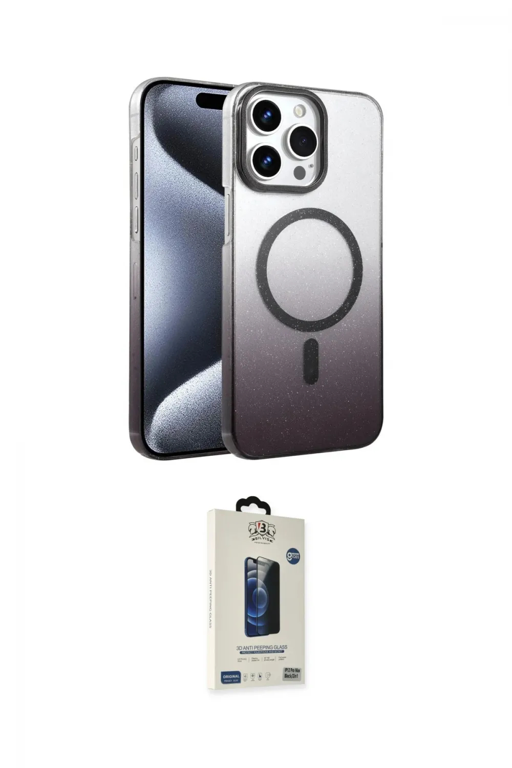 ieg™ iPhone 14 Pro Max Kılıf Ahenk Doku Özel Seri - Siyah Bilvis Hayalet Cam Ekran Koruyucu