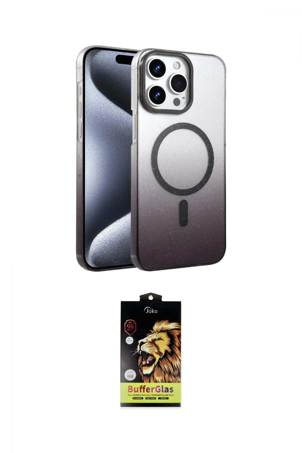 ieg™ iPhone 14 Pro Max Kılıf Ahenk Doku Özel Seri - Siyah Buffer Cam Ekran Koruyucu