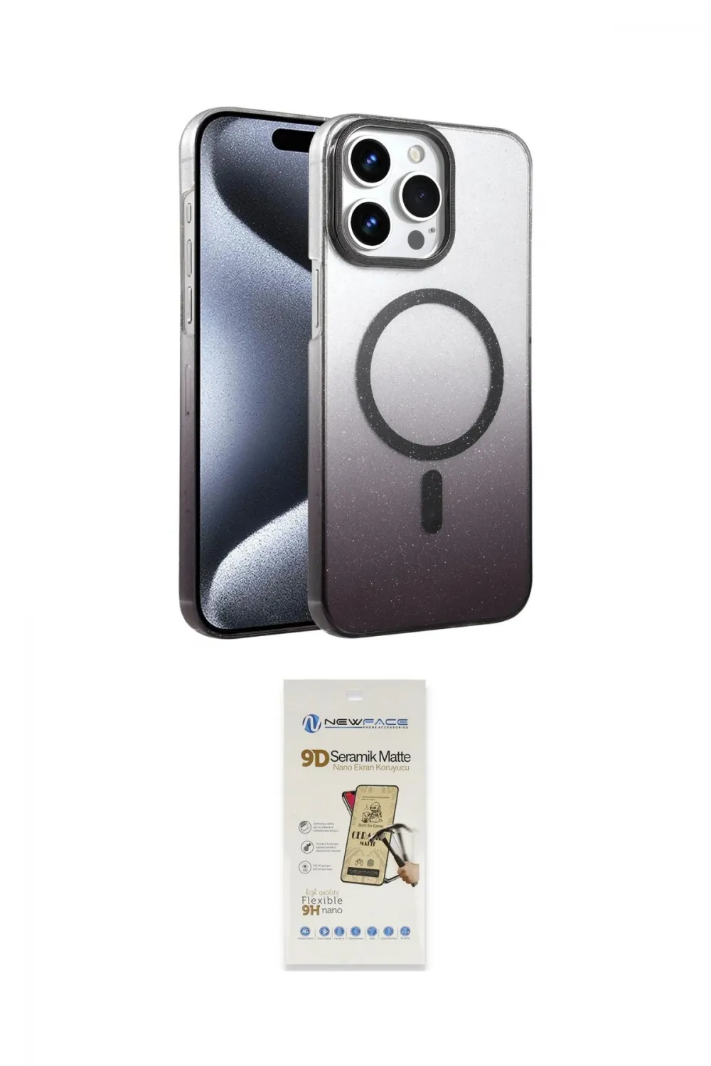 ieg™ iPhone 14 Pro Max Kılıf Ahenk Doku Özel Seri - Siyah Mat Seramik Nano Ekran Koruyucu