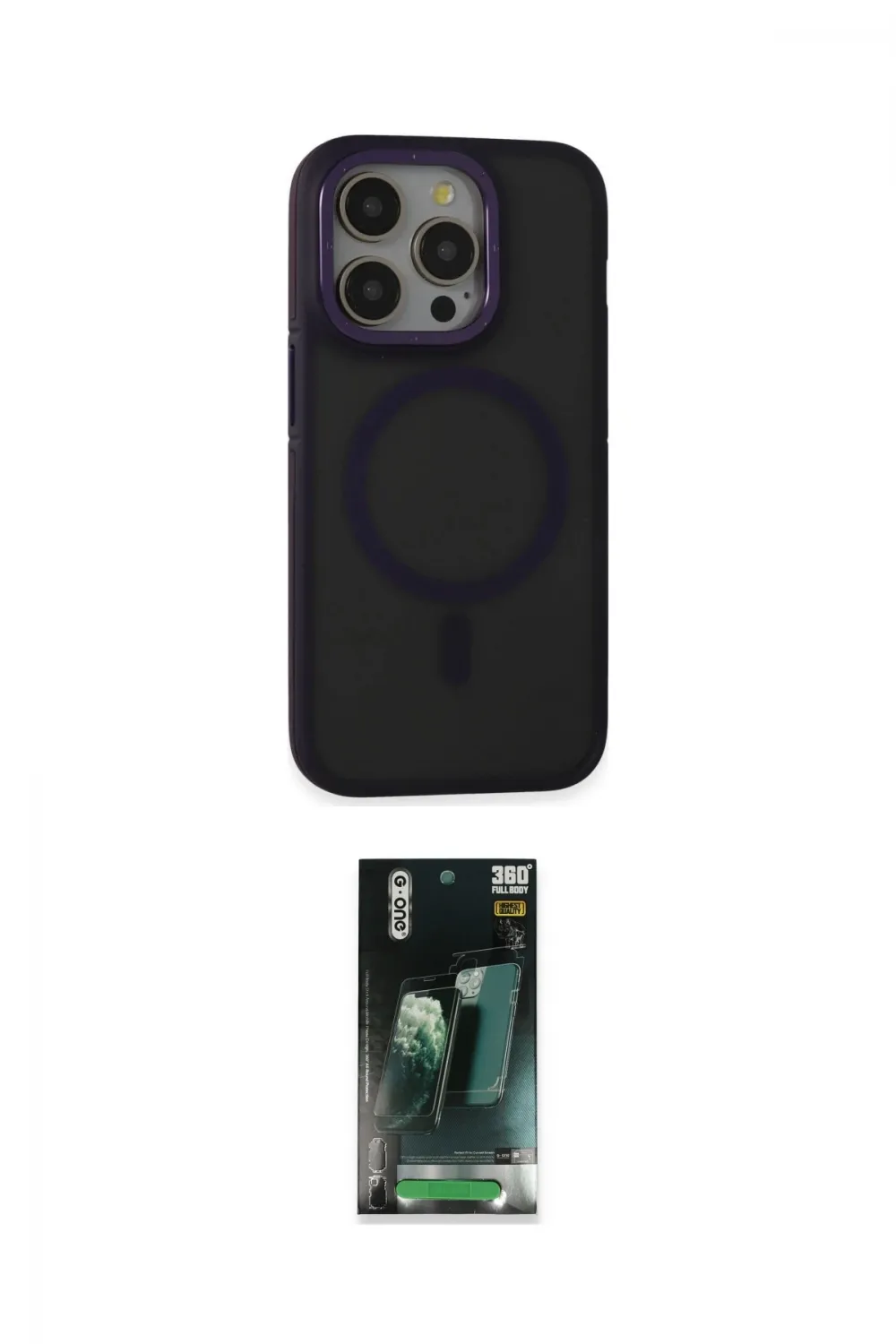 ieg™ iPhone 14 Pro Max Kılıf Ahenk Form Serisi - Siyah 360 Mat Full Body Arka Koruyucu