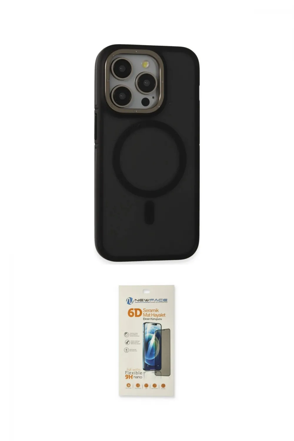 ieg™ iPhone 14 Pro Max Kılıf Ahenk Form Serisi - Siyah 6D Mat Seramik Hayalet Nano Ekran Koruyucu