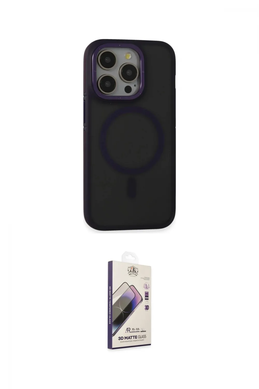 ieg™ iPhone 14 Pro Max Kılıf Ahenk Form Serisi - Siyah Bilvis 3D Mat Cam Ekran Koruyucu
