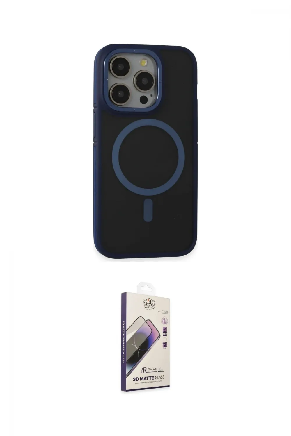 ieg™ iPhone 14 Pro Max Kılıf Ahenk Form Serisi - Siyah Bilvis 3D Mat Cam Ekran Koruyucu